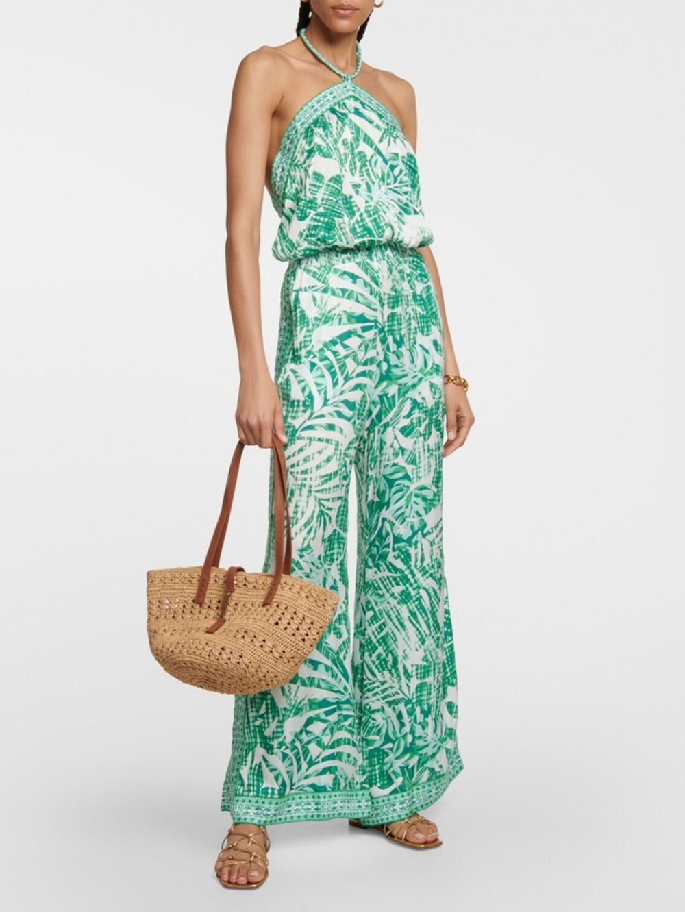 NWT Poupette St. Barth Isabelle Printed Botanical Jumpsuit Women’s size L